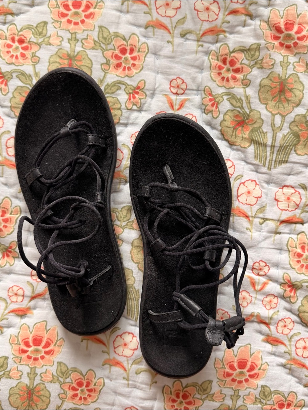 Teva Black Lace-Up Cord Sandals